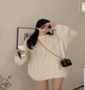 maybins 한국 오버 사이즈 케이블 니트