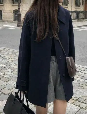 네이비 블루 테일러드 자켓 오버 사이즈