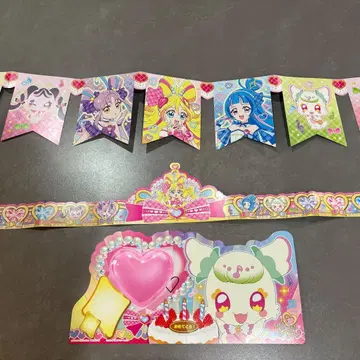 아이돌 프리큐어 캐릭터 데코 케이크 가랜드 티아라 카드