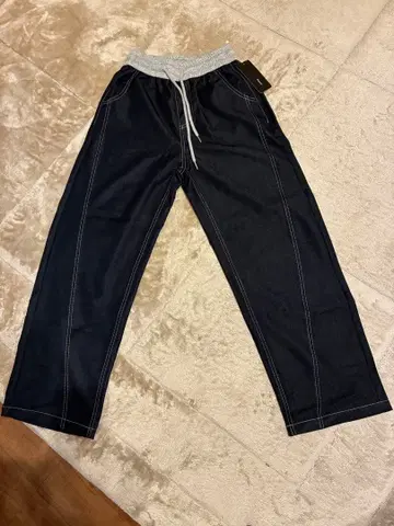 다크 블루 엘라스틱 허리 팬츠 F 사이즈