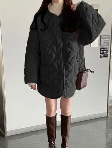 블랙 퀼팅 자켓