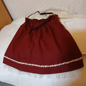 와인 레드 플레어 스커트 레이스 트리밍 2way