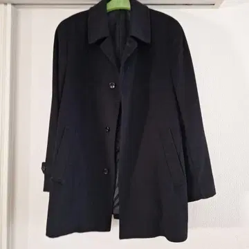 블랙 캐시미어 100% 하프 코트, 거의 미사용