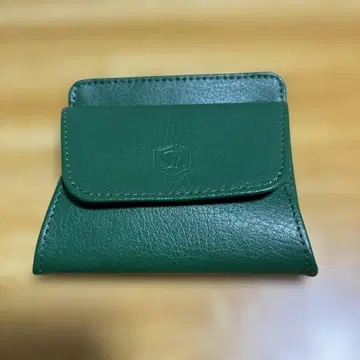 그린 가죽 코인 케이스 이단 접이