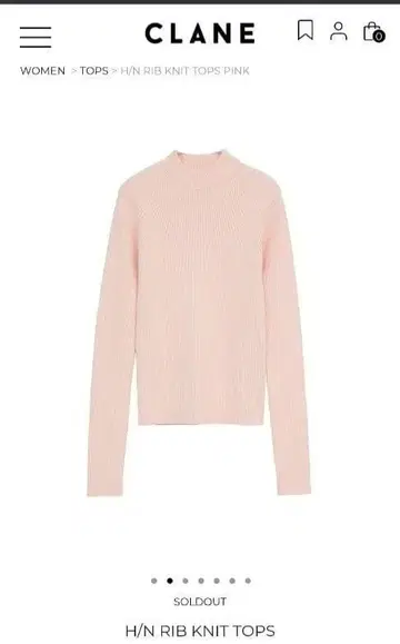 클라네 H/N RIB KNIT TOPS 핑크