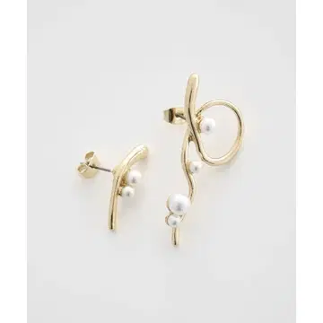 골드 비대칭 펄 귀걸이 earth