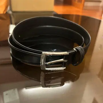 아쿠아 스큐텀 블랙 가죽 벨트 메탈 버클