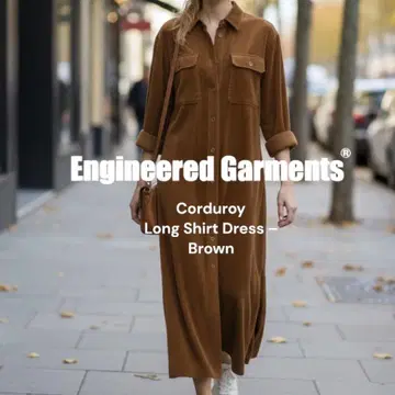 엔지니어드 가먼츠 코듀로이 셔츠 원피스 브라운 롱