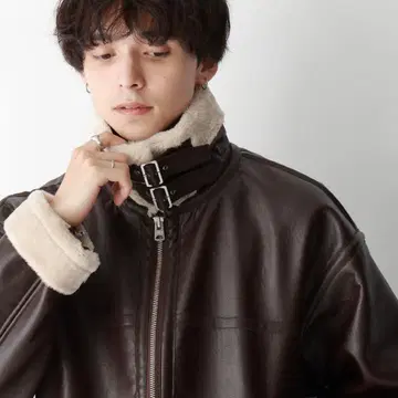 RAGEBLUE 신세틱 가죽 플라이트 자켓 무스탕 코트