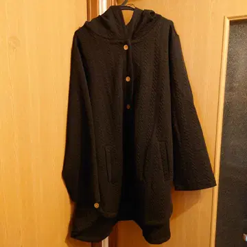 후드 부착 블랙 롱 가디건 4XL