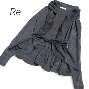 Re 빈티지 알파카 혼방 프릴 가디건 루즈핏 리본