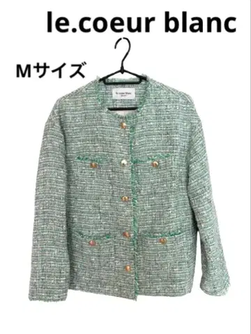 [ 몇 회 착용 ] le.coeur blanc 노카라 자켓 그린 계열