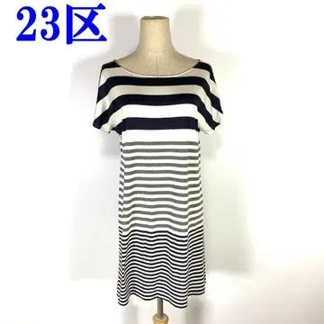 택 포함 새상품 23구 반팔 튜닉 면 보더 네이비 38 C1188