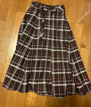 MISCH MASCH 체크 무늬 플레어 스커트 36