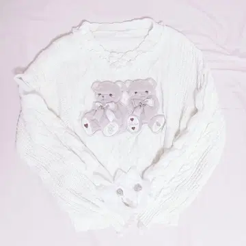 LIZLISA Twin Bears 니트탑 화이트