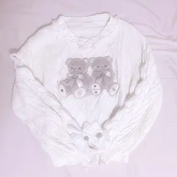 LIZLISA Twin Bears 니트탑 화이트