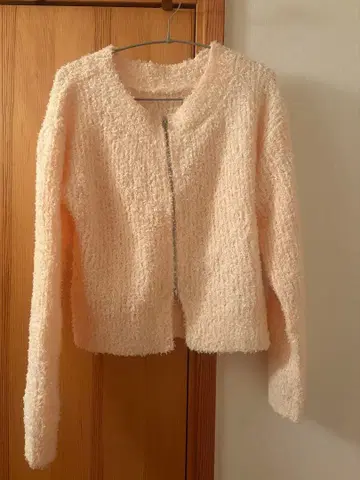 라이트 핑크 지퍼 가디건