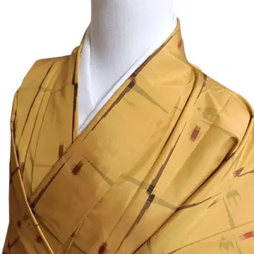 W1 기모노 이중 기모노 순수 실크 견직물 무늬 새 노랑