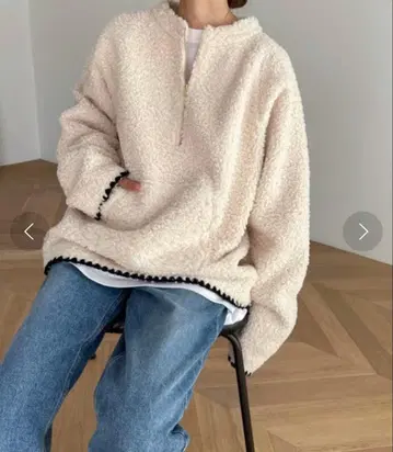 CANAL JEAN RED CHOP WORKS 보아 하프 지퍼 풀오버