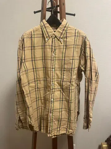 CORONA 체크 무늬 셔츠 XL 베이지