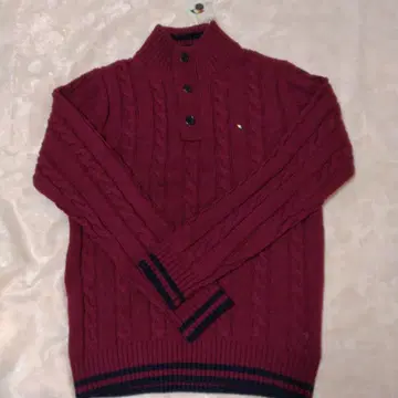 택 포함 새상품 아놀드 파머 버건디 케이블 니트 스웨터