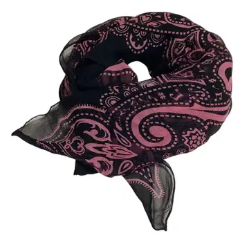넘버나인 페이즐리 무늬 실크 스톨 블랙x핑크