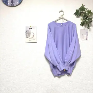 10901 돌먼 슬리브 니트 스웨터 울 혼방 무지 보라색 루즈핏