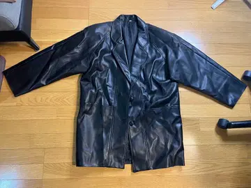 블랙 롱 가죽 자켓 M 사이즈