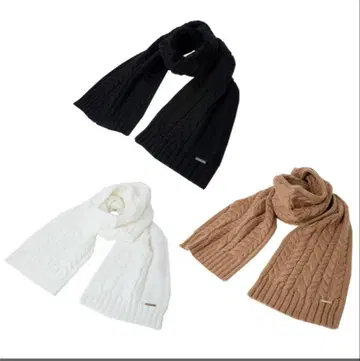 케이블 니트 머플러 마이클 코어스 블랙 머플러