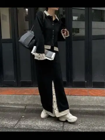 willfully 프릴 커프스 니트 플릿 펜슬 니트 스커트 상하의 세트