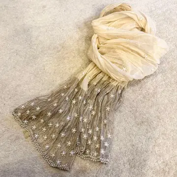 스톨 숄 펄 장식 베이지색 큰 사이즈 얇은 소재 결혼식 경사