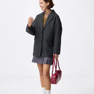 지유 코지 멜톤 하프 코트 L