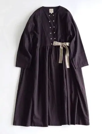 사만사 모스모스 배색 리본 더블 버튼 코트 블랙