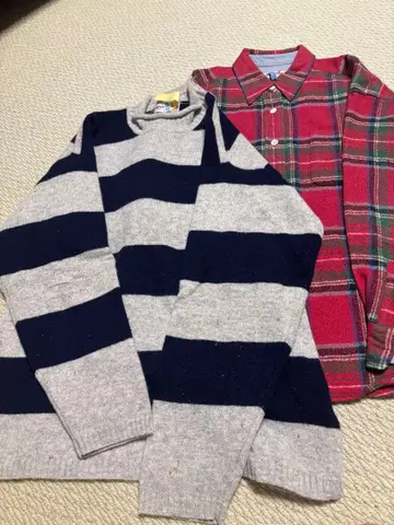 M'GREGOR 긴팔 스웨터와 체크 셔츠 세트