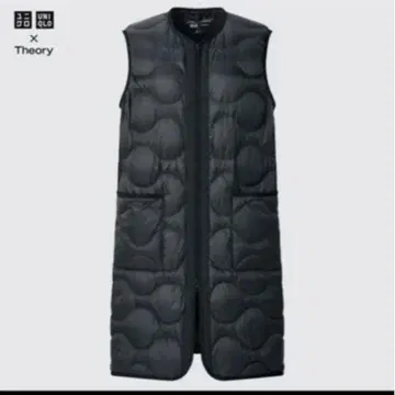 유니클로 띠어리 울트라 라이트 다운 롱 베스트 다운 S 블랙