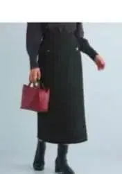 블랙 타이트 스커트 버튼 포켓