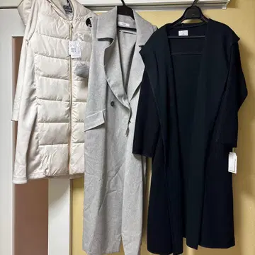 야마다야 미사용 새상품 세트 롱 코트 세트 (화이트 그레이 블랙)