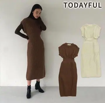 TODAYFUL 니트 슬리브리스 원피스 브라운