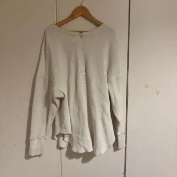 와플 원단 화이트 긴팔 티셔츠 서멀