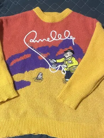 낚시 디자인의 컬러풀 니트 스웨터