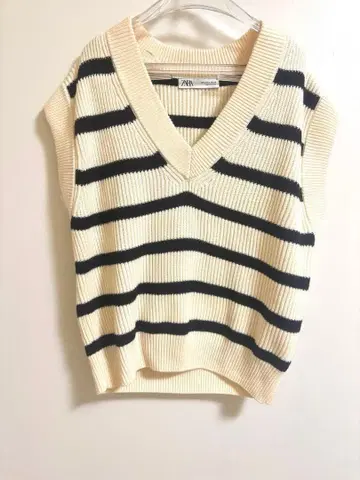 ZARA 니트 베스트 줄무늬