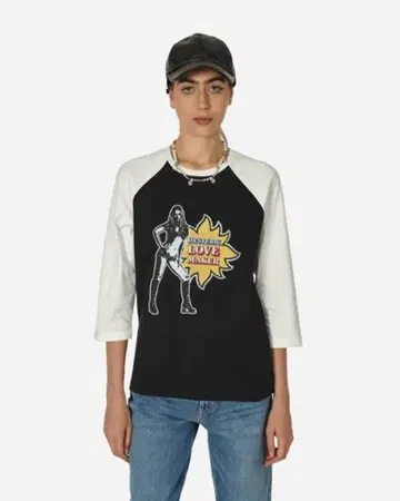 프린트 7부 소매 티셔츠