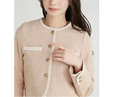 24SS 셀프라이드 트위드 라이크 티셔츠 자켓 노카라 38