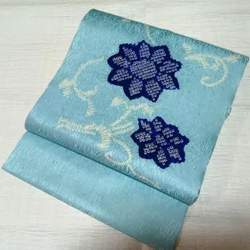순수 실크 수공예 꽃 오비 나고야 오비 (약 27.3cm)