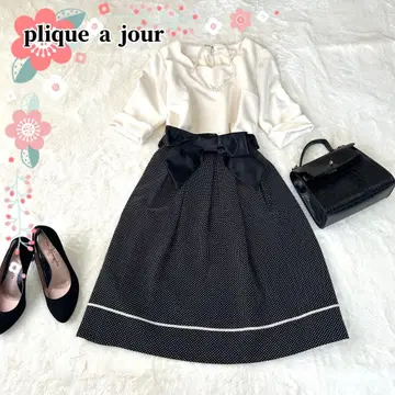 42 XL 상당 프리카쥬르 도킹 원피스 일본제 도트 리본 청순