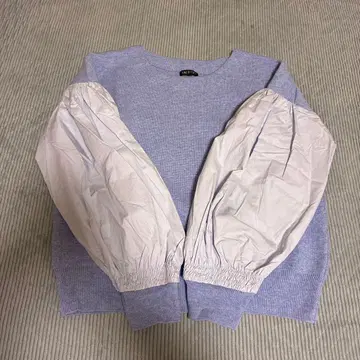 [ 새상품급 ] INDIVI 스카이블루 니트, 이소재 믹스