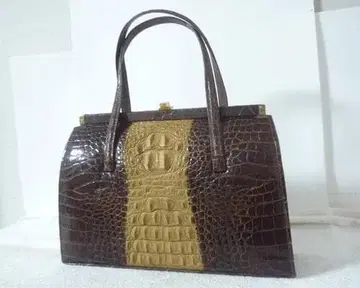 고품질 크로커다일 천연 가죽 브라운 브라운 계열 가마구치 핸드백