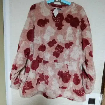 새상품! 드럭 스토어즈 올 패턴 복슬복슬 서 있는 돼지 플리스 F 핑크