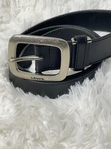 리바이스 벨트 블랙 천연 가죽 실버 버클