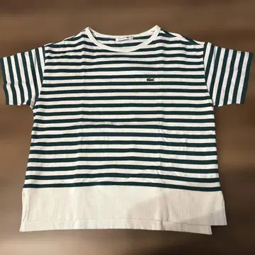 즉시 구매 LACOSTE 화이트/그린 스트라이프 반팔 T셔츠!